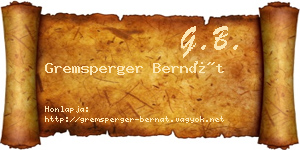 Gremsperger Bernát névjegykártya